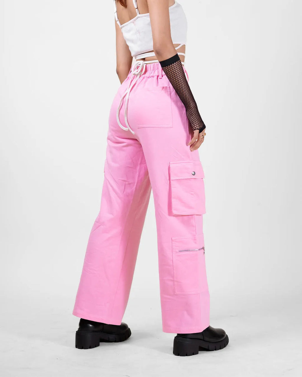 Acubi Style Pink Baggy Womens Cargo In Pink