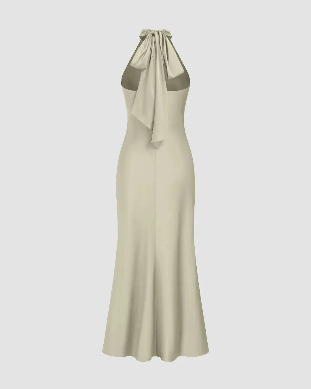 Halter-Neck A-Line Dress In Light Gold