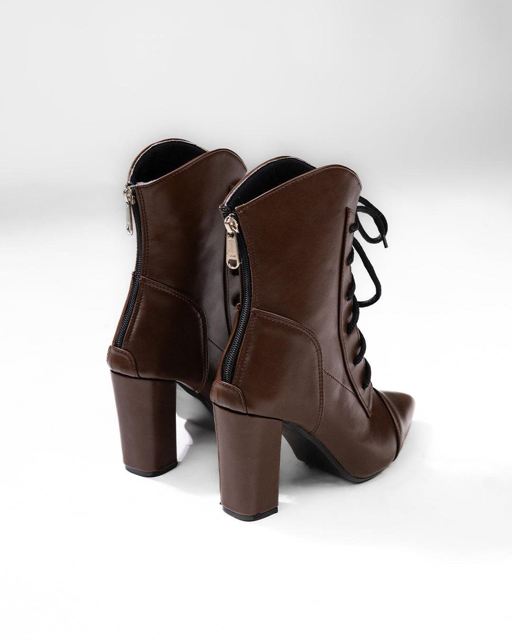 High-Heeled Lace-Up Mid-Calf Boots