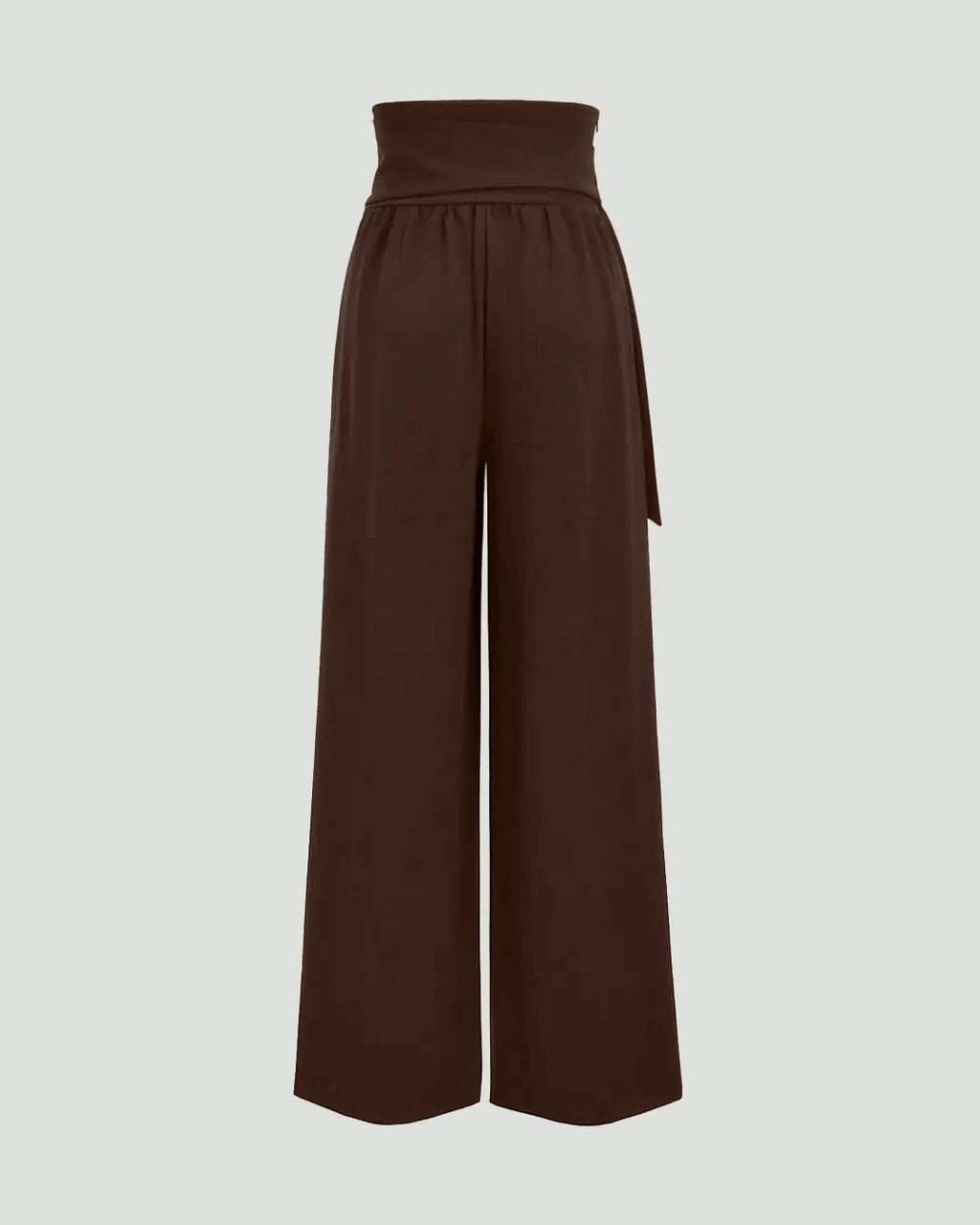 High Waisted Wide Leg Tie Straight Pants In Coco Brown
