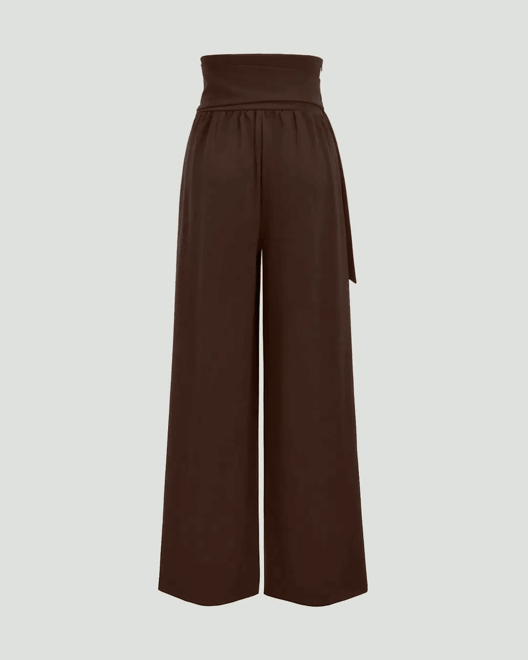 High Waisted Wide Leg Tie Straight Pants In Coco Brown