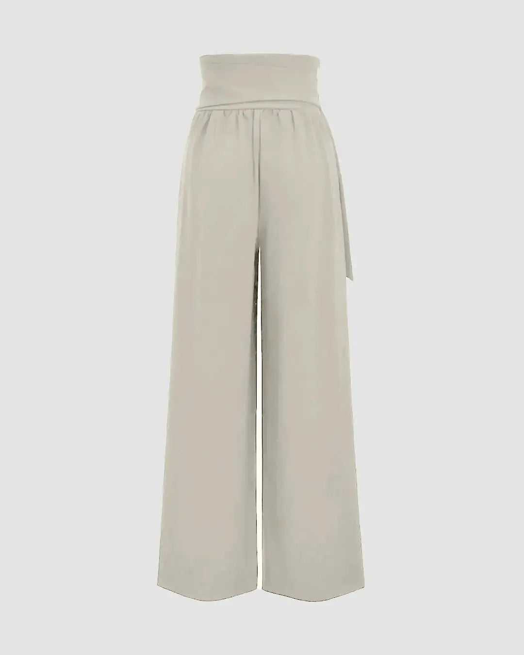High Waisted Wide Leg Tie Straight Pants In Grey