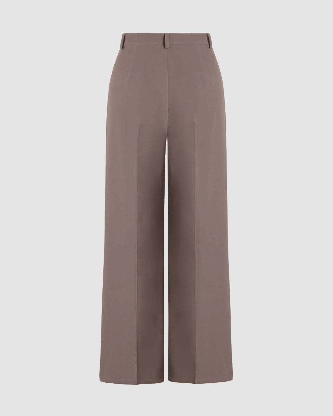 New Nostalgia Pleated Wide Leg Tailored Pants In Cappucino