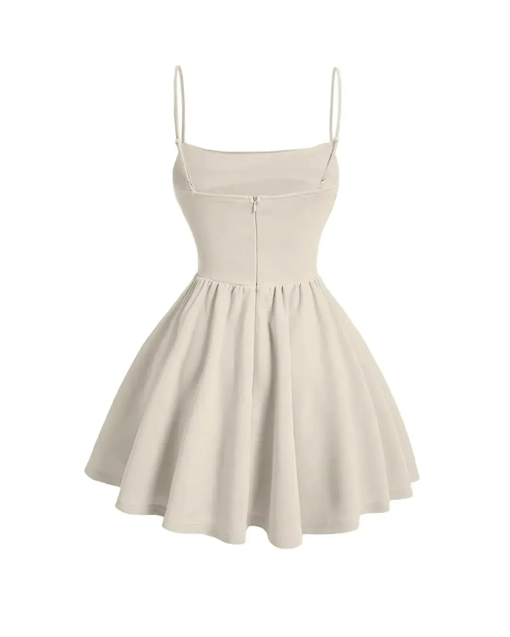 Pleated Waist Cami Short Dress In Off-White
