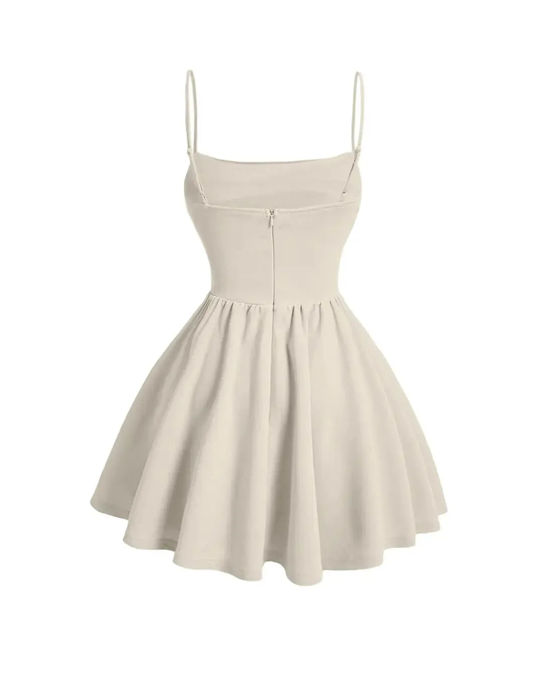 Pleated Waist Cami Short Dress In Off-White