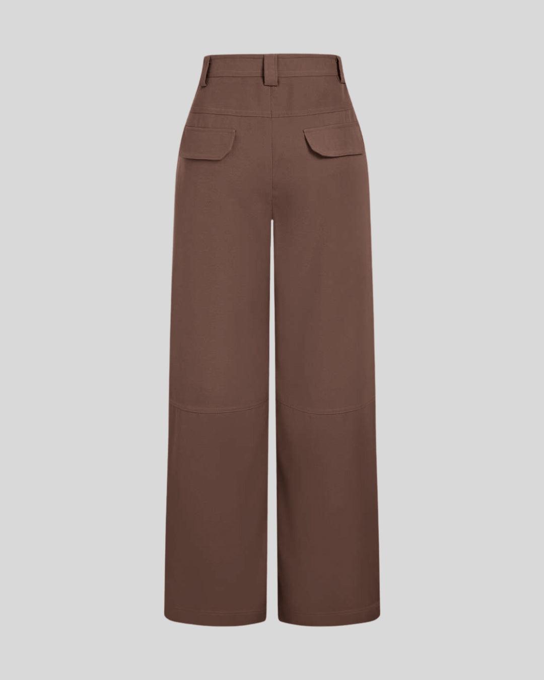 Solid Color Women Y2K Cargos In Brown
