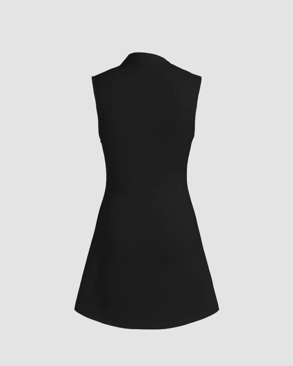 Turtleneck Sleeveless Ruched Mini Dress In Black