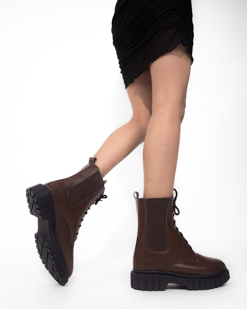 Mid Calf Lace Up Motorcycle Combat Shoes