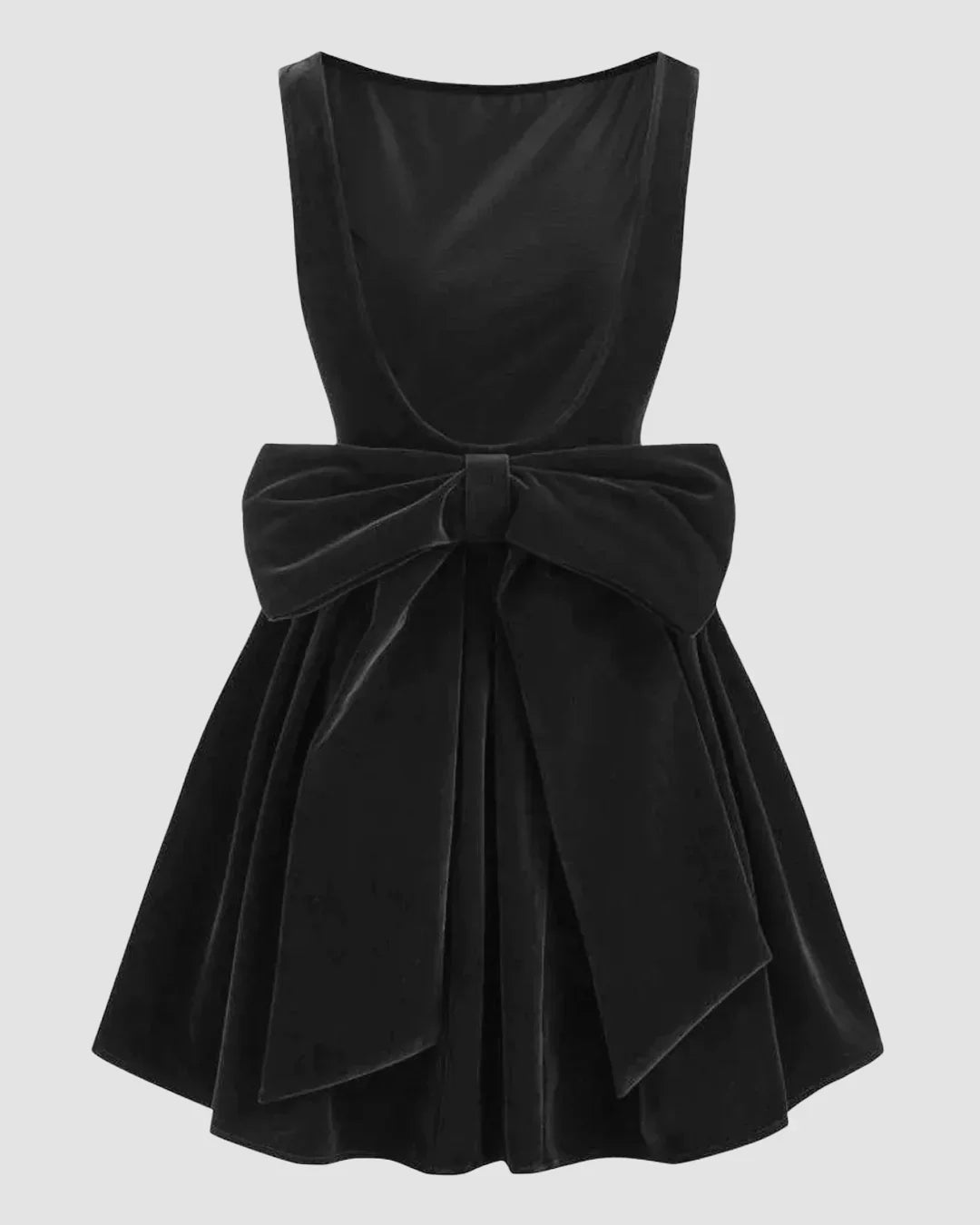 Backless Bow Detail Midi Dress in Black