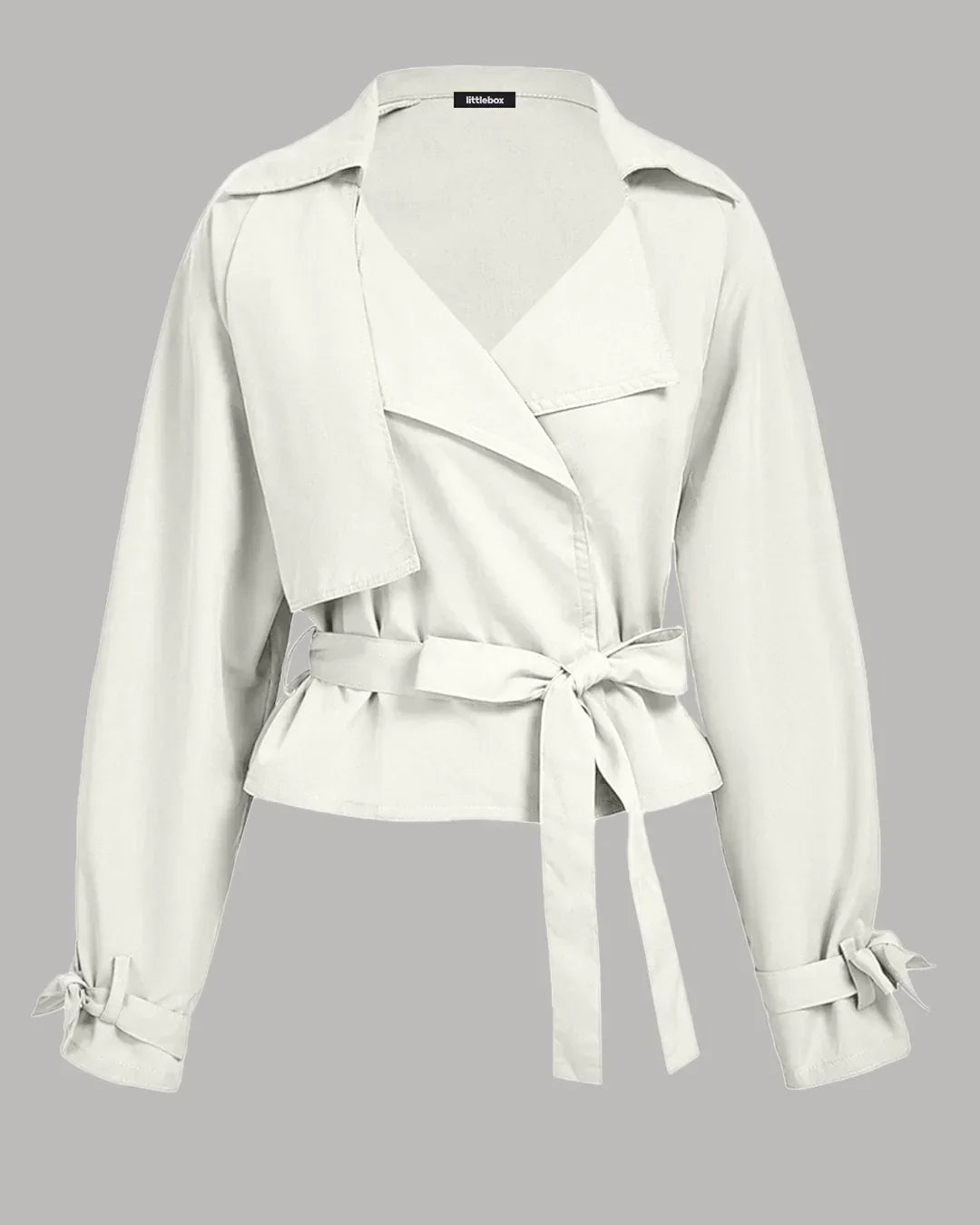 Belted Lapel Collar Cropped Waistcoat in Milky White