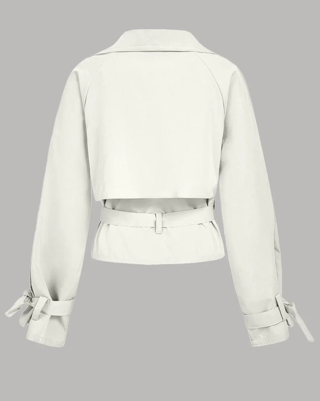 Belted Lapel Collar Cropped Waistcoat in Milky White