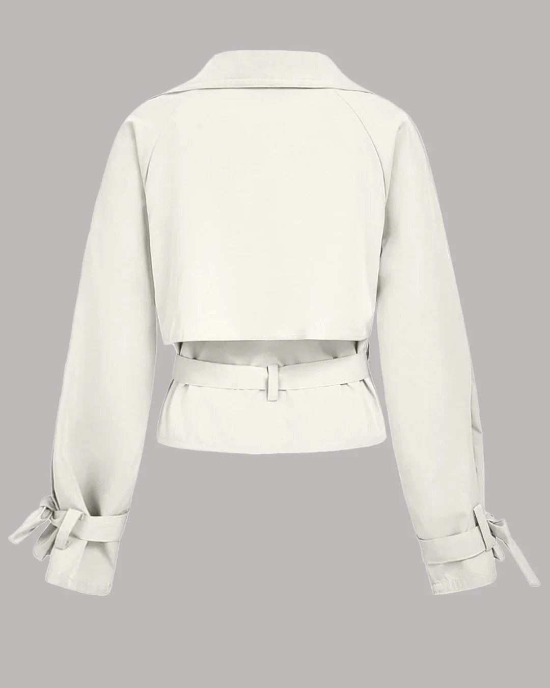 Belted Lapel Collar Cropped Waistcoat in Milky White
