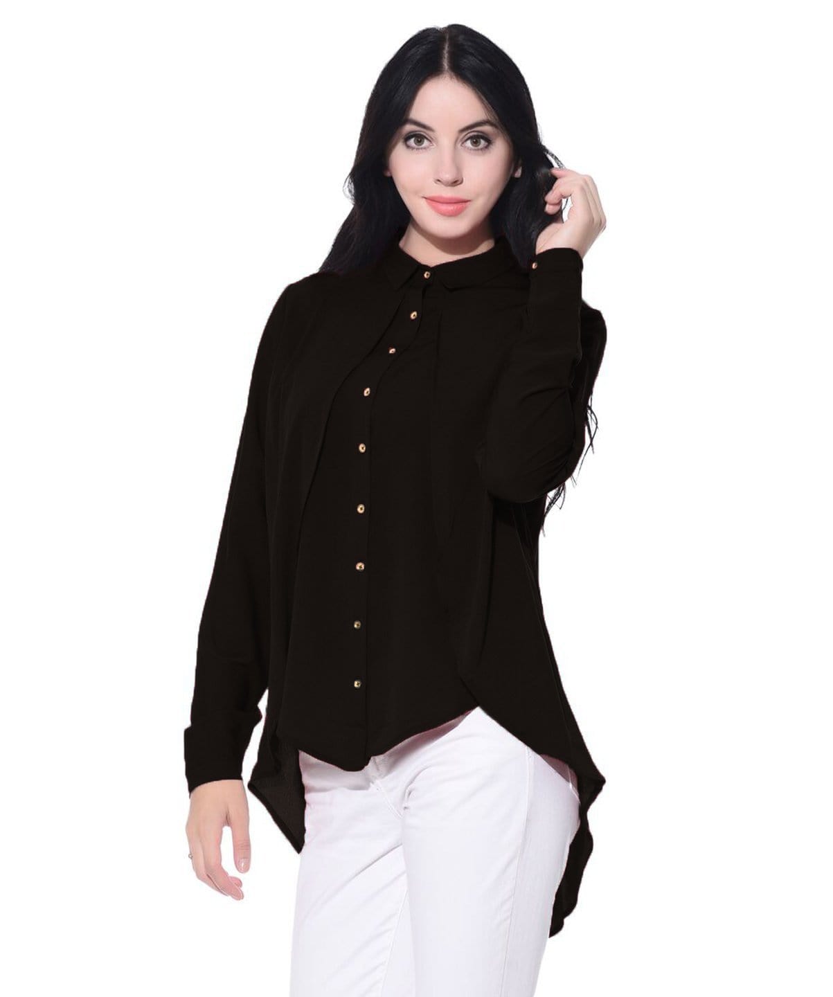 Ruffle Overlay Crepe Shirt