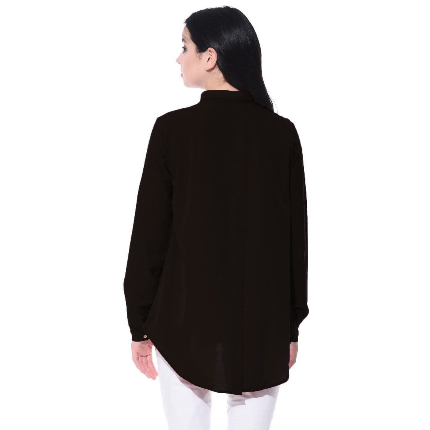 Ruffle Overlay Crepe Shirt