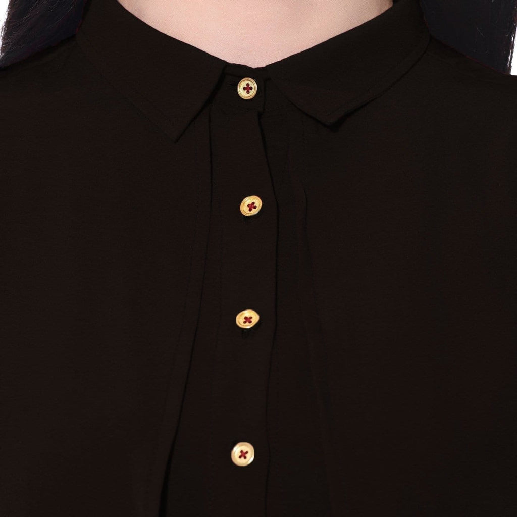 Ruffle Overlay Crepe Shirt
