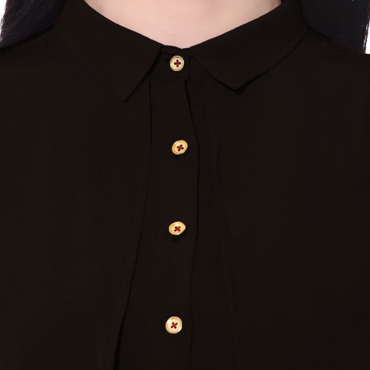 Ruffle Overlay Crepe Shirt