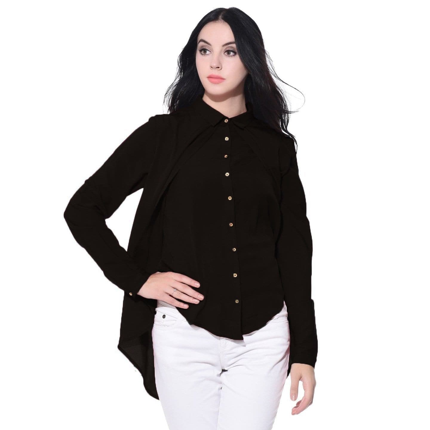 Ruffle Overlay Crepe Shirt - Pinkkup