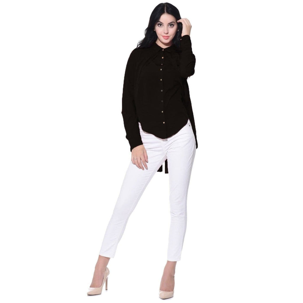 Ruffle Overlay Crepe Shirt
