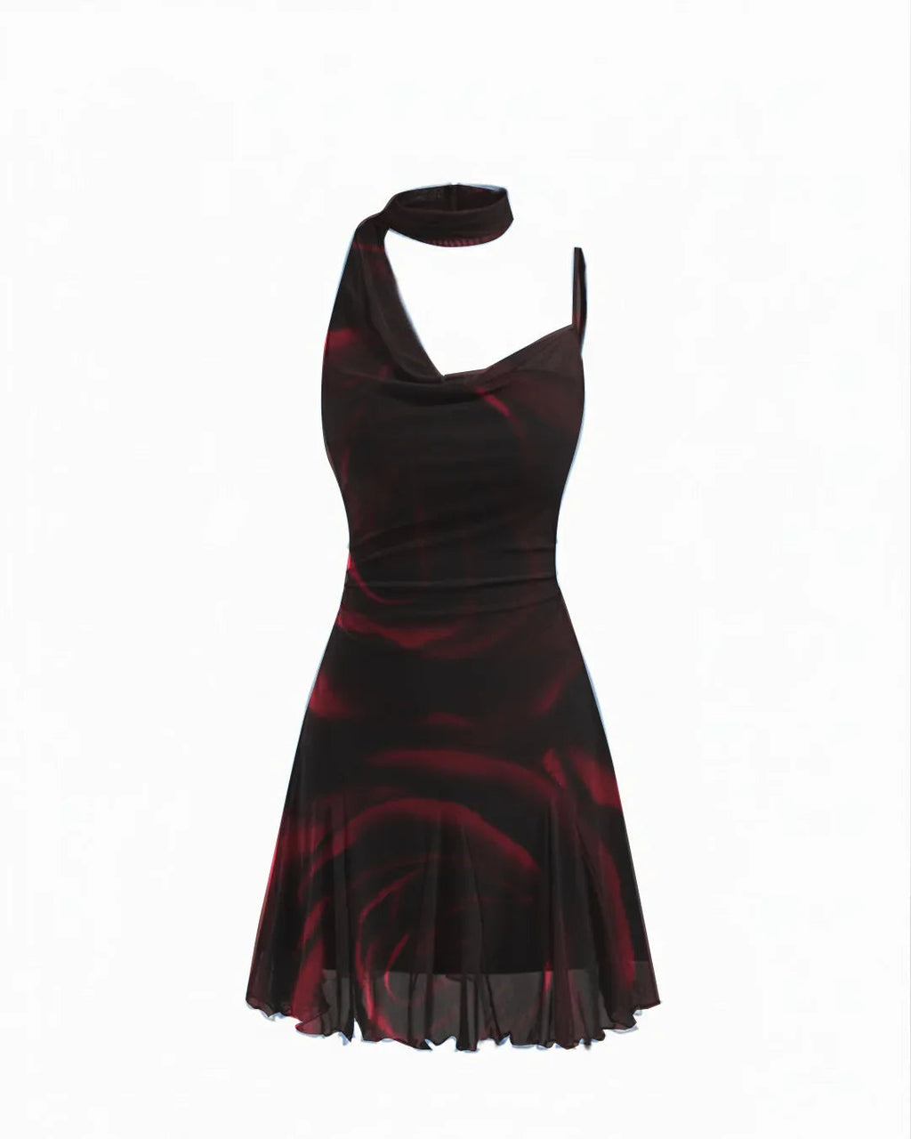 Black Abstract Print Sleeveless Mini Dress