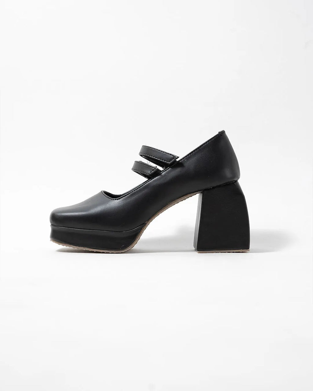 Black Block Heel Loafer Platform Pumps
