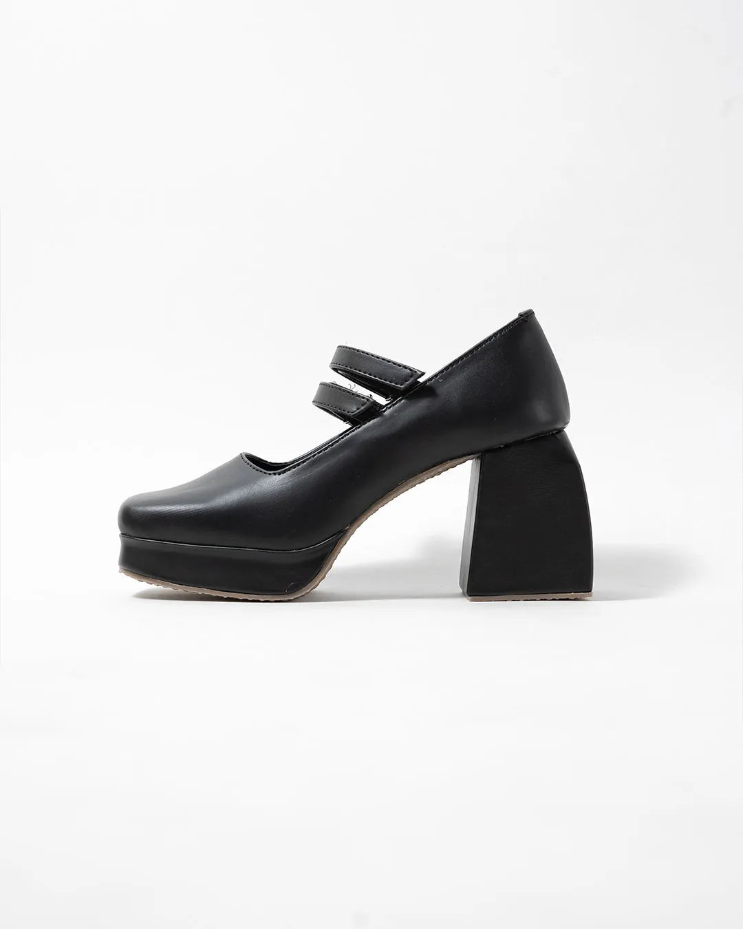 Black Block Heel Loafer Platform Pumps