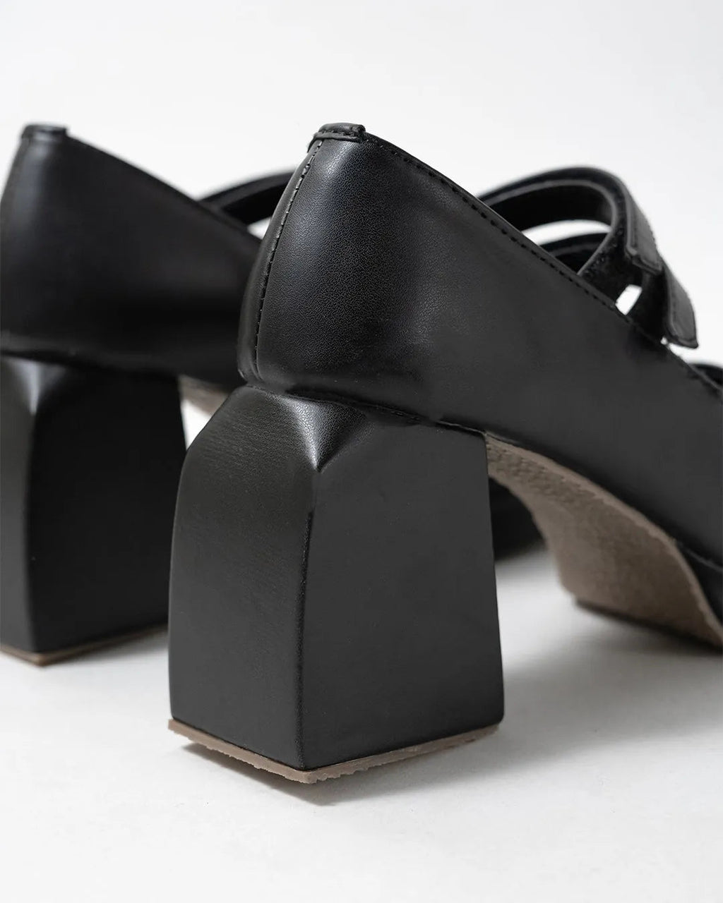 Black Block Heel Loafer Platform Pumps
