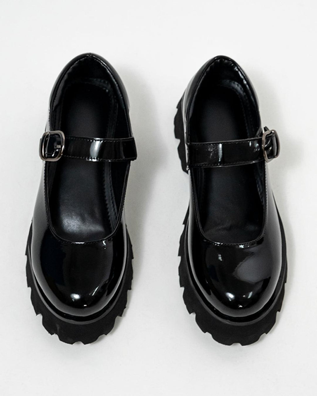 Black Buckle Shoes with Chunky Platform