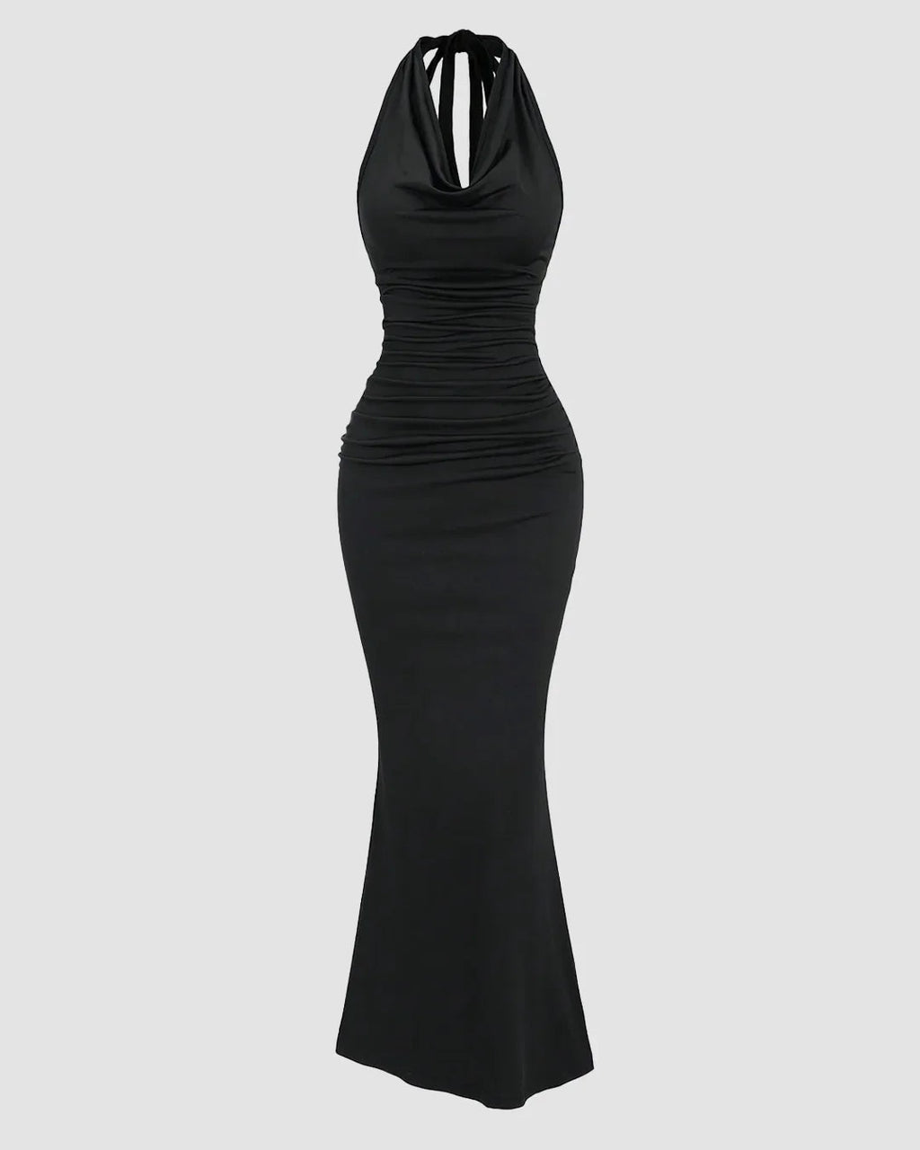 Black Halter Backless Bodycon Mermaid Dress