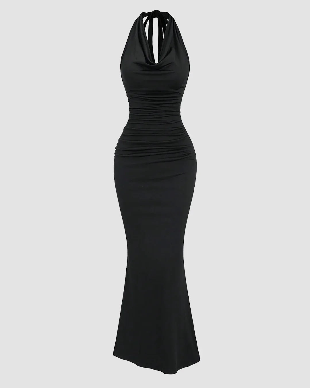 Black Halter Backless Bodycon Mermaid Dress