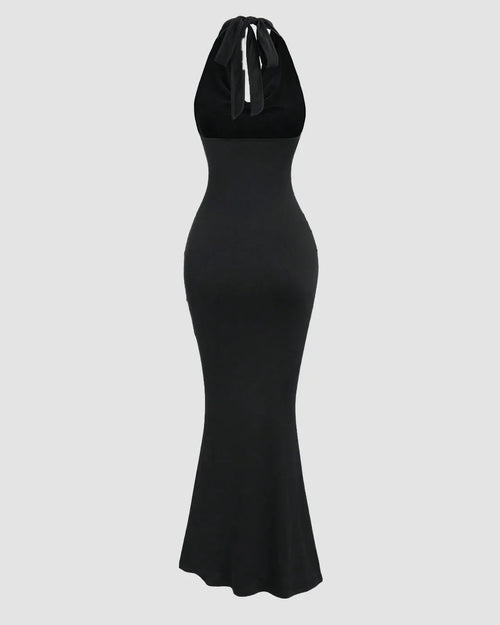 Black Halter Backless Bodycon Mermaid Dress