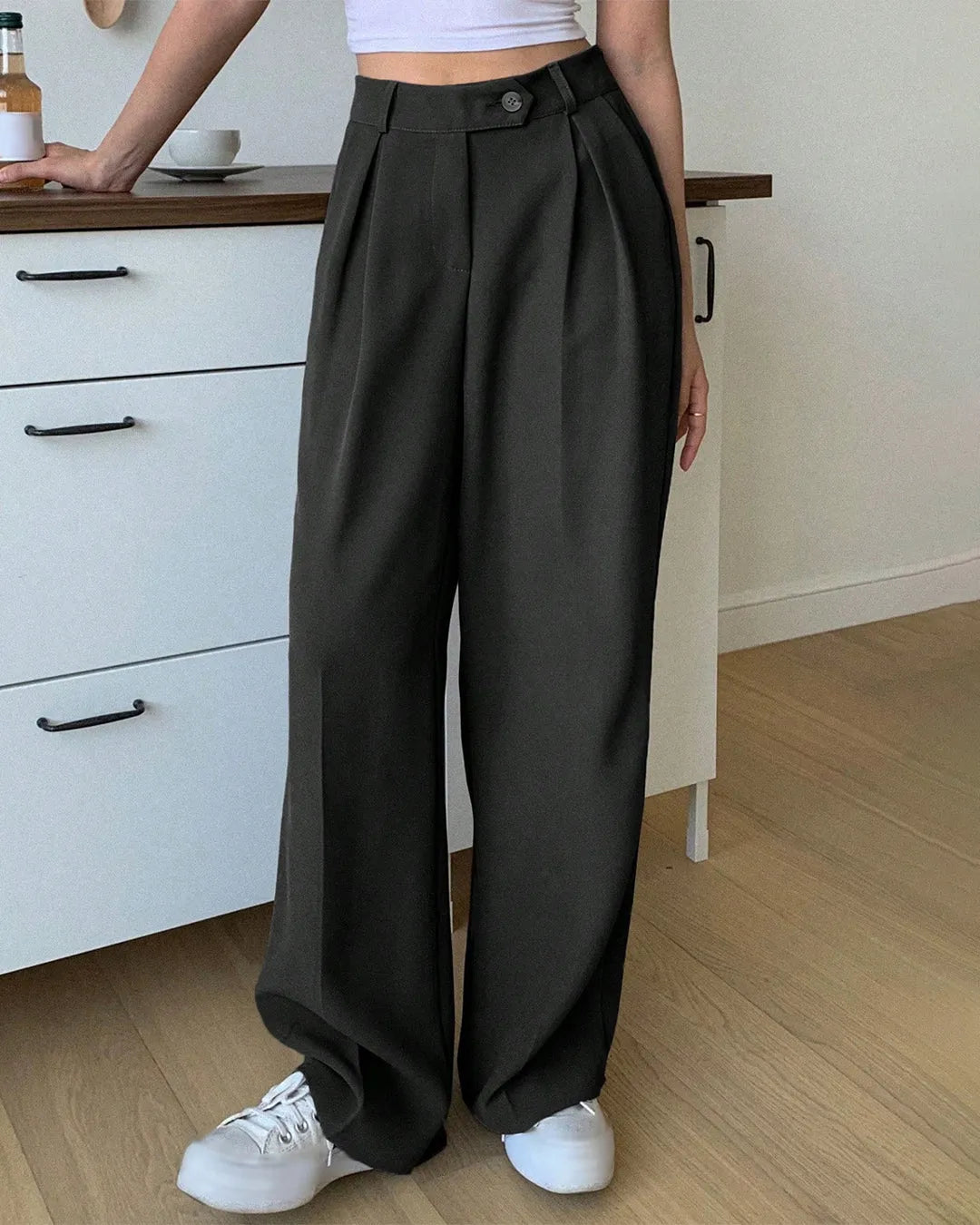 Black High Waist Wide Leg Relaxed Trousers