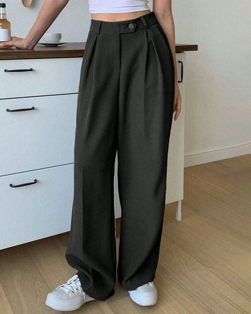 Black High Waist Wide Leg Relaxed Trousers