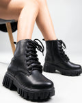 Black Knee High Boots with Chunky Low Heel