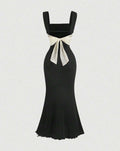 Black Mermaid Dress With Bow Back