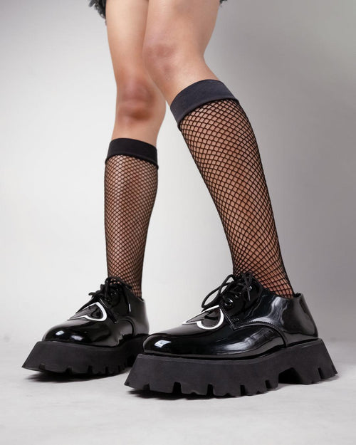 Black Oxford Shoes With Chunky Sole