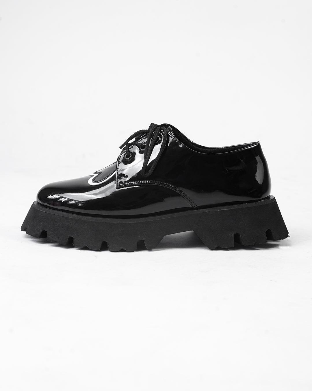 Black Oxford Shoes With Chunky Sole