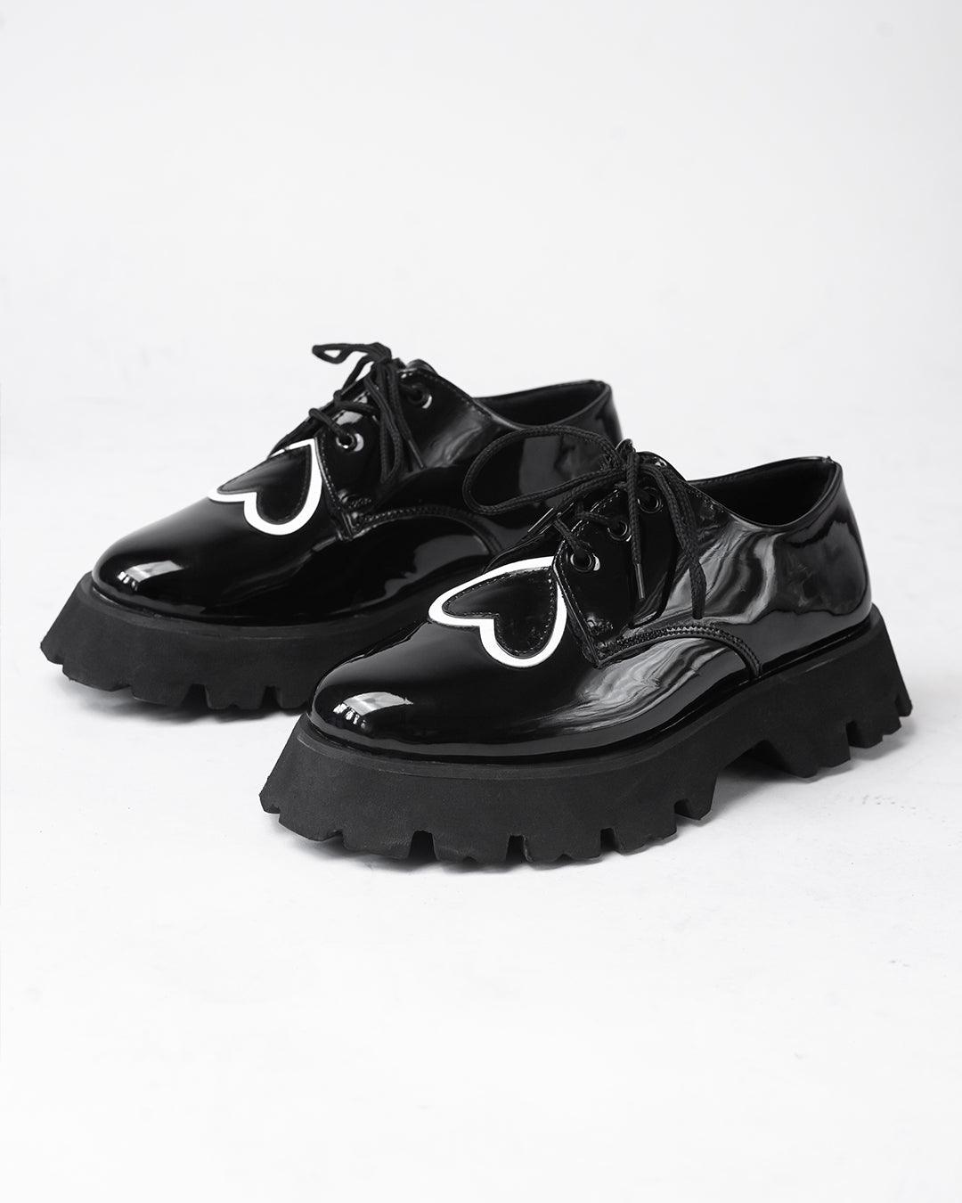 Black Oxford Shoes With Chunky Sole