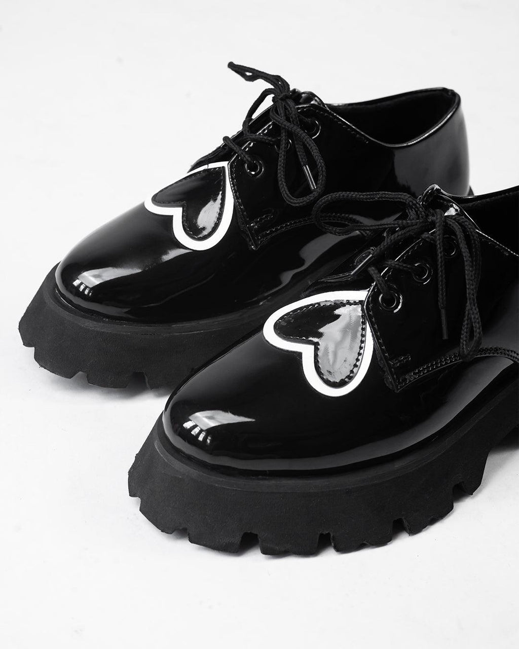 Black Oxford Shoes With Chunky Sole