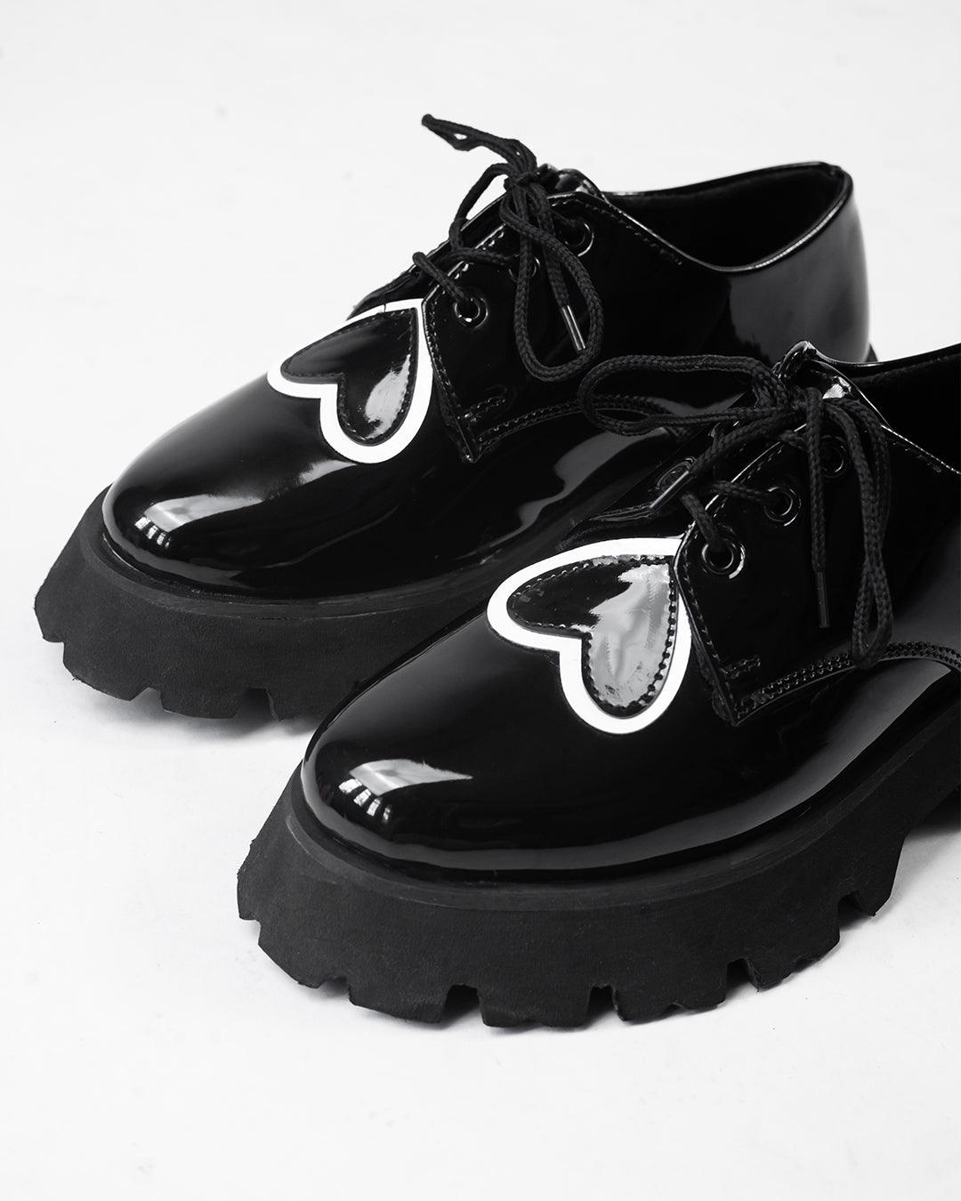 Black Oxford Shoes With Chunky Sole