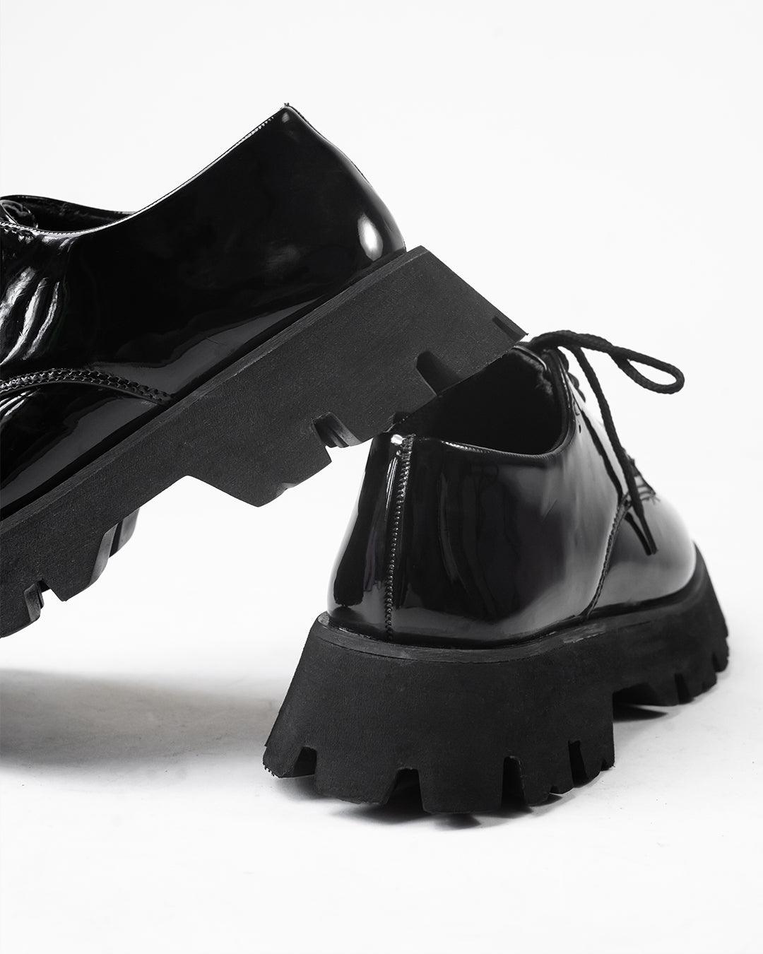 Black Oxford Shoes With Chunky Sole
