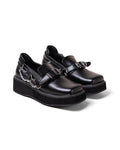 Black Platform Shoes with Buckle and Chain Detail