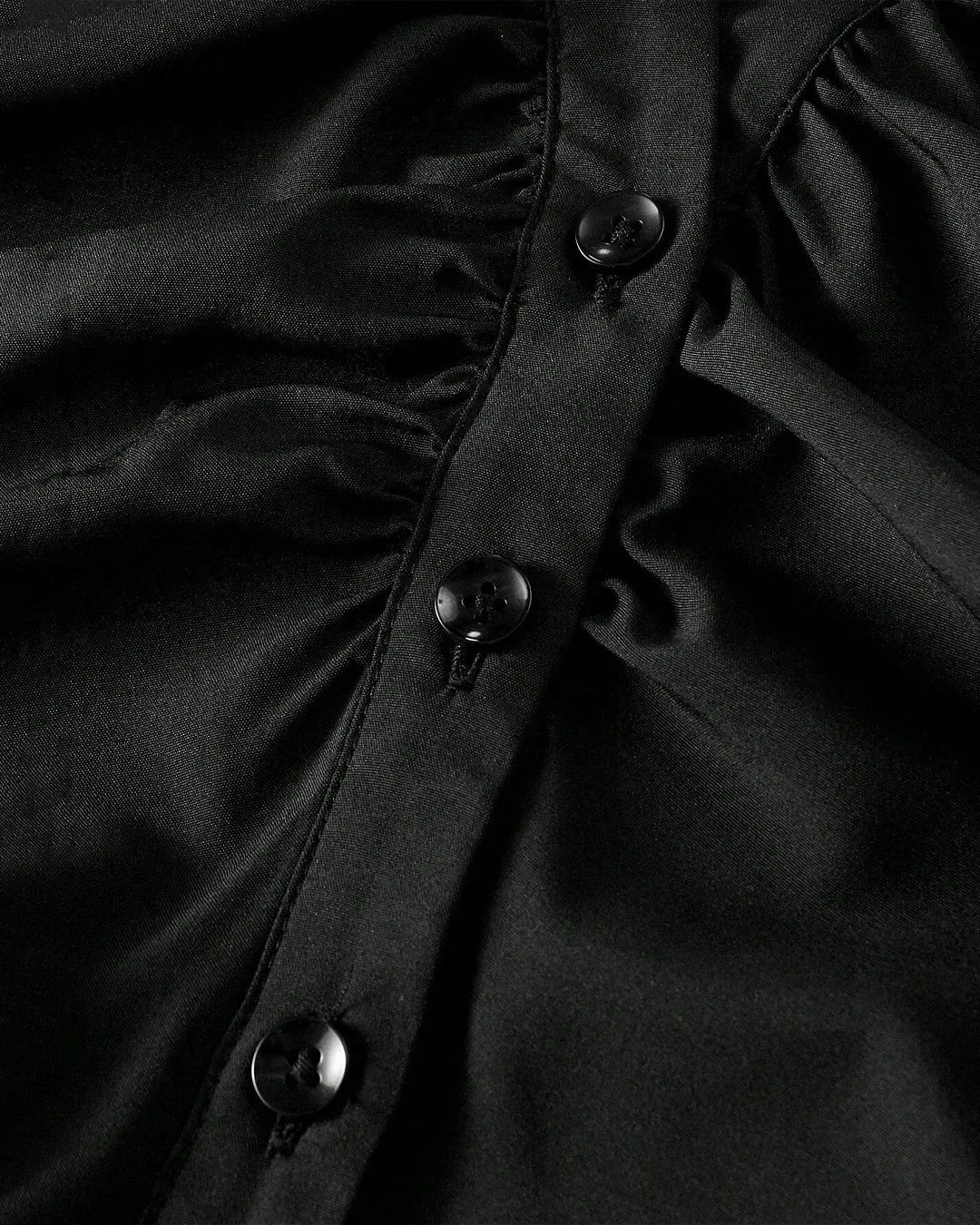 Black Ruched Front Flared Sleeve Shirt Top