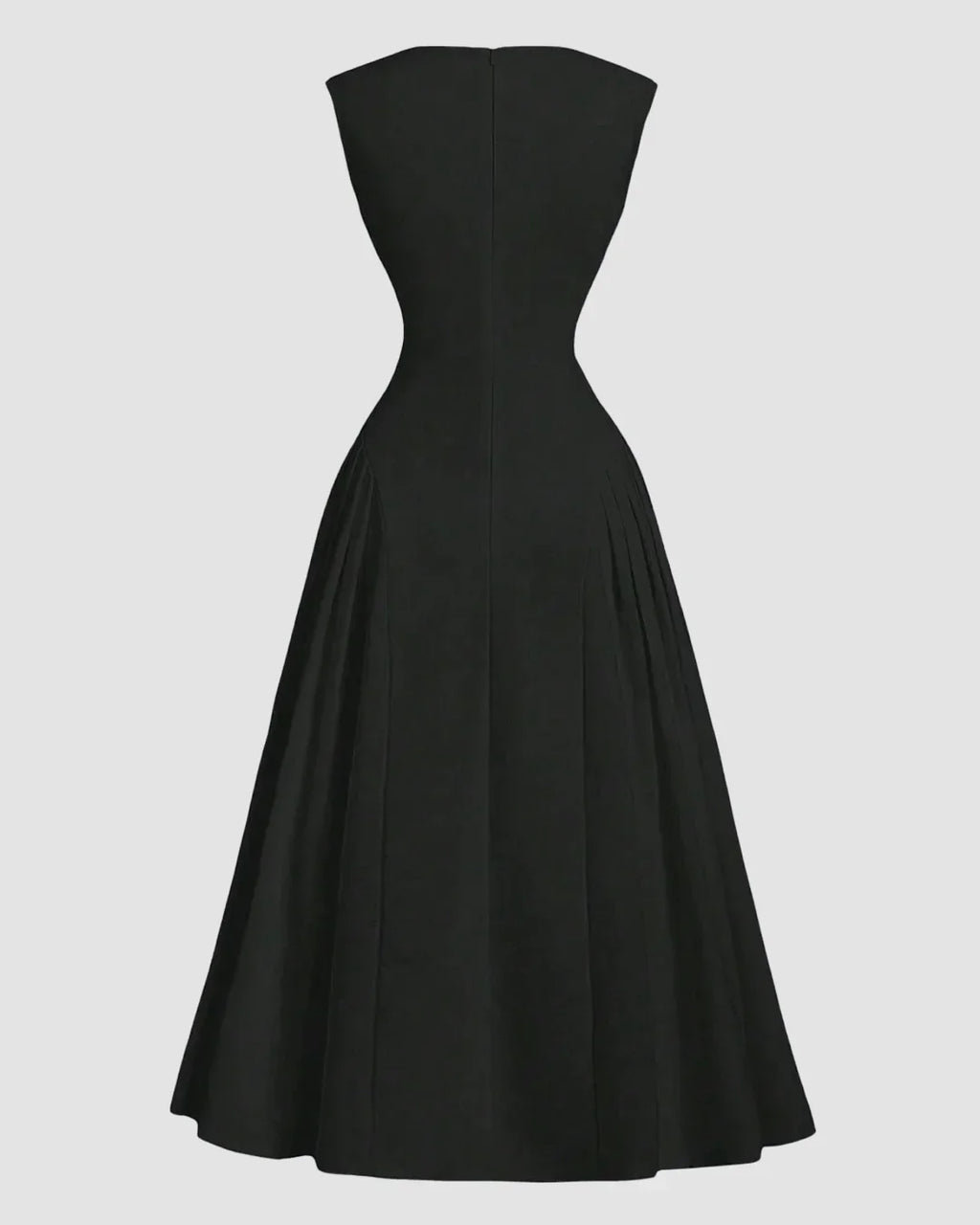 Black Sleeveless Fitted Bodice Flared Maxi Dress