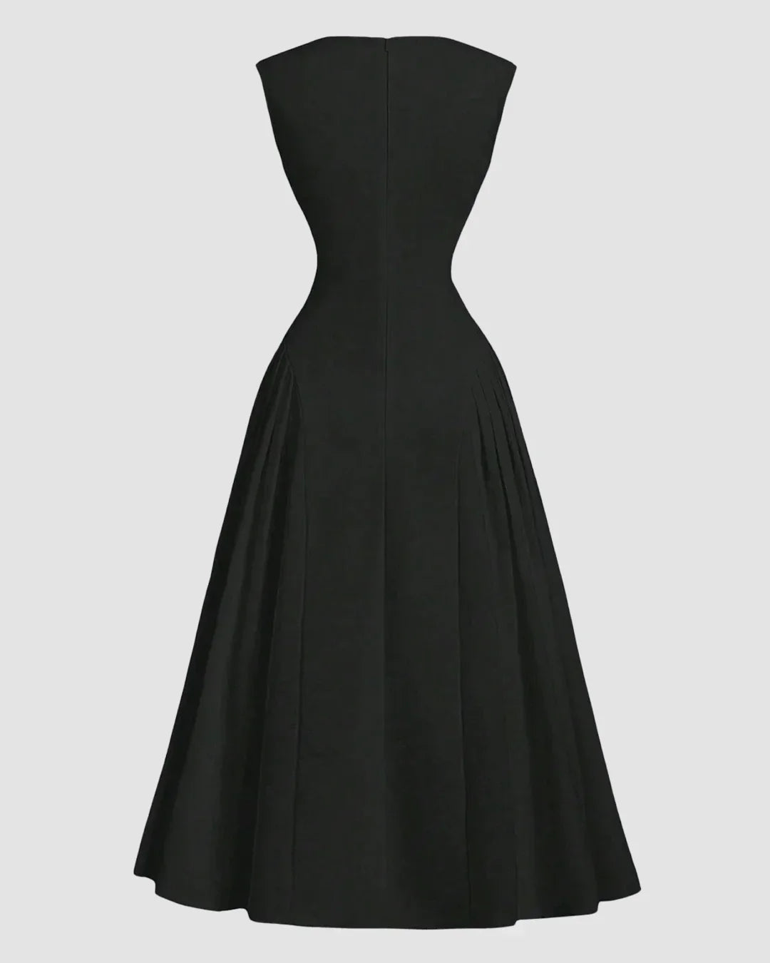 Black Sleeveless Fitted Bodice Flared Maxi Dress