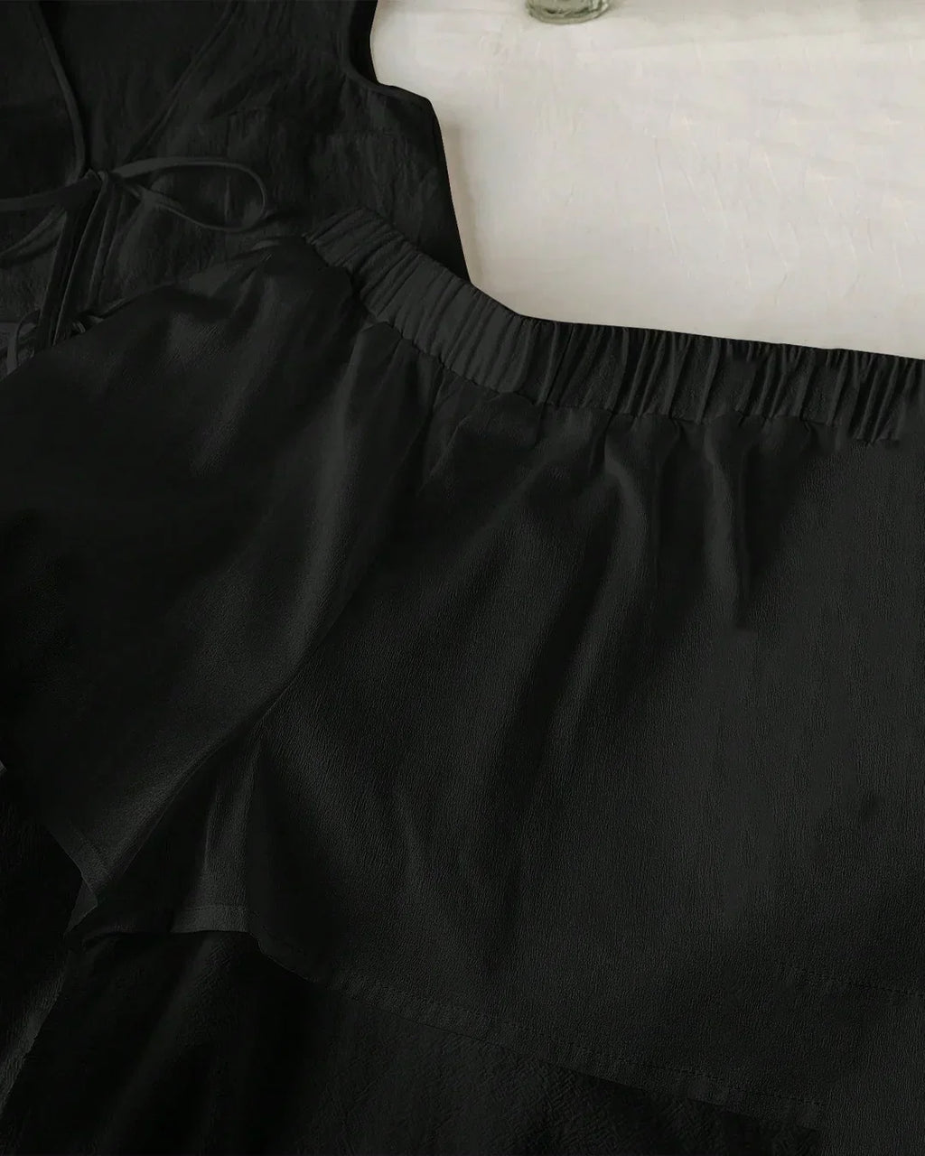 Black Sleeveless Tie-Back Top & Wide-Leg Pants Co-Ord Set