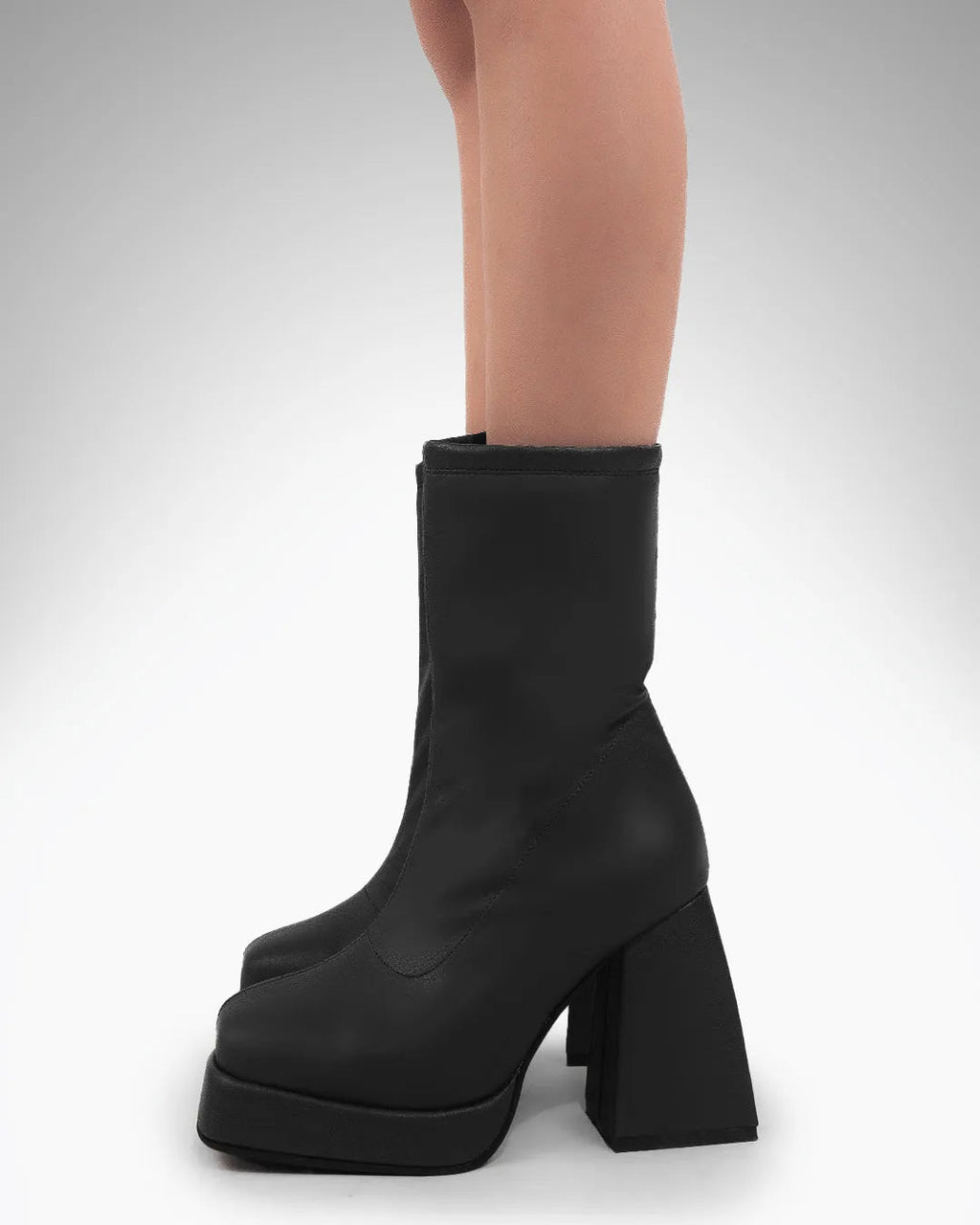 Black Slip-on Platform Ankle Boots