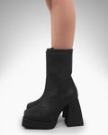 Black Slip-on Platform Ankle Boots