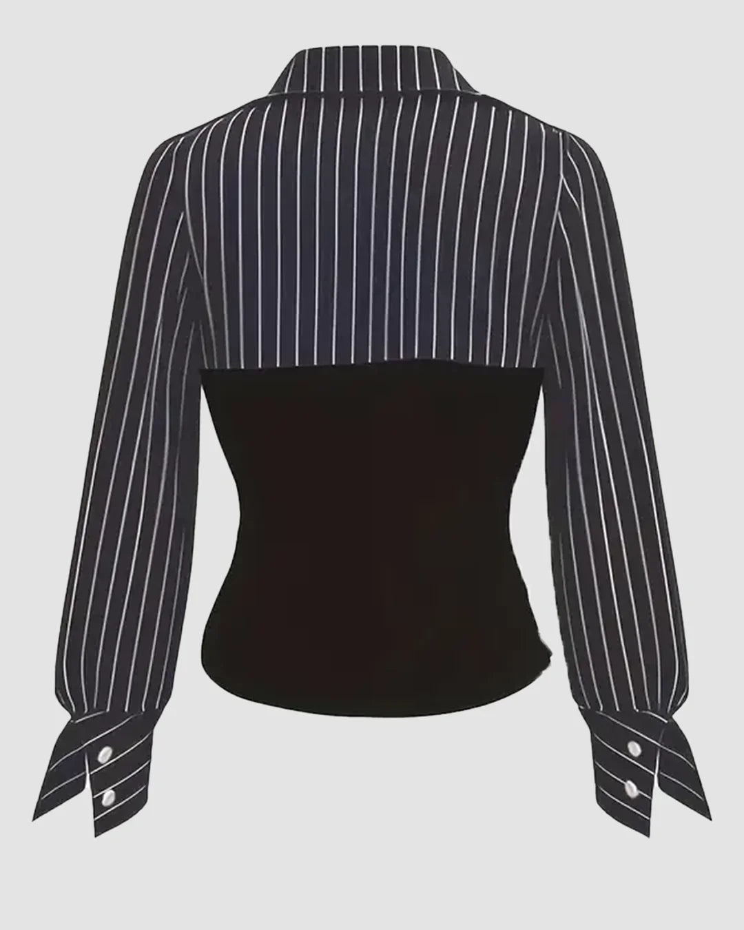Black Striped Corset Fitted Shirt