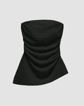Black Textured Strapless Ruched Tube Top