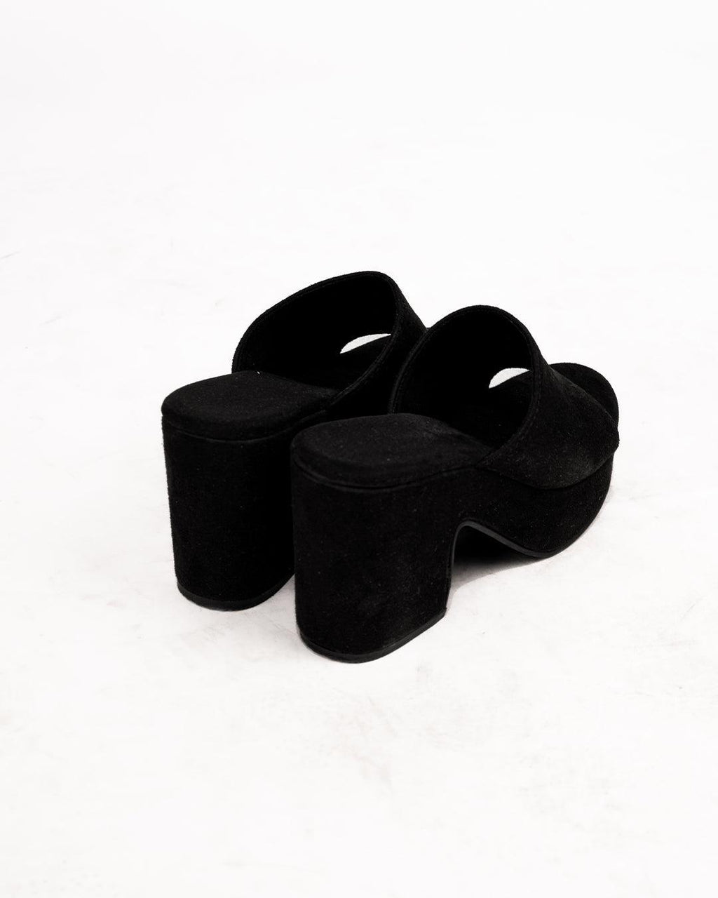 Block-Healed Black Suede Platform Heel